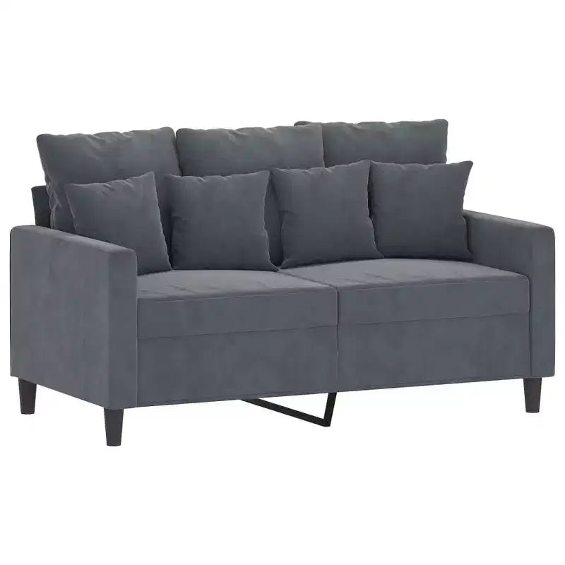 vidaXL Ensemble de 2 canapés avec coussins Velours gris foncé