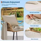 Lot de 2 chaises en osier pour l'extérieur, chaises de patio en osier pour l'intérieur/l'extérieur, fauteuil de club toutes saisons avec coussins résistants à l'eau