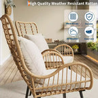 Lot de 2 chaises en osier pour l'extérieur, chaises de patio en osier pour l'intérieur/l'extérieur, fauteuil de club toutes saisons avec coussins résistants à l'eau