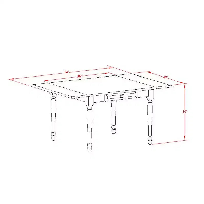 Ensemble de salle à manger 5 pièces en bois massif finition acajou – 4 places