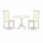 3-Piece Linen White Finish Solid Wood Top - Dining Room Set - Seats 4