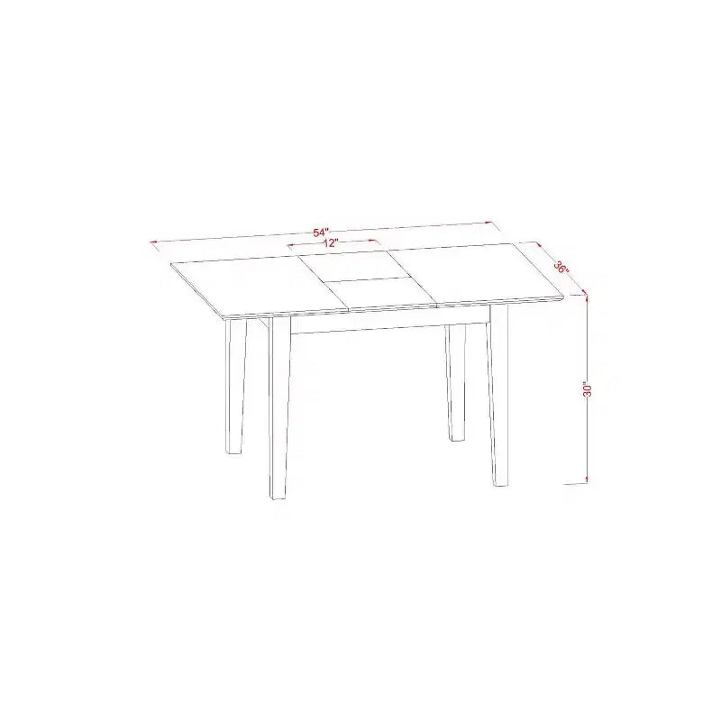 Ensemble de salle à manger rectangulaire rembourré 5 pièces en bois massif finition acajou (4 places)