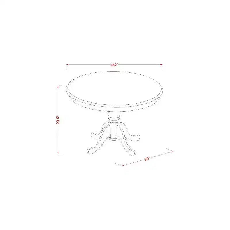 Salle à manger ronde antique - Table de 42 pouces avec 2 chaises à dossier double X - Décoration intérieure