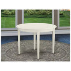 Ensemble de salle à manger 3 pièces avec chaises - Table ronde en bois et style Mid-Century - Fini blanc lin