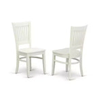 Ensemble de salle à manger 3 pièces avec chaises - Table ronde en bois et style Mid-Century - Fini blanc lin