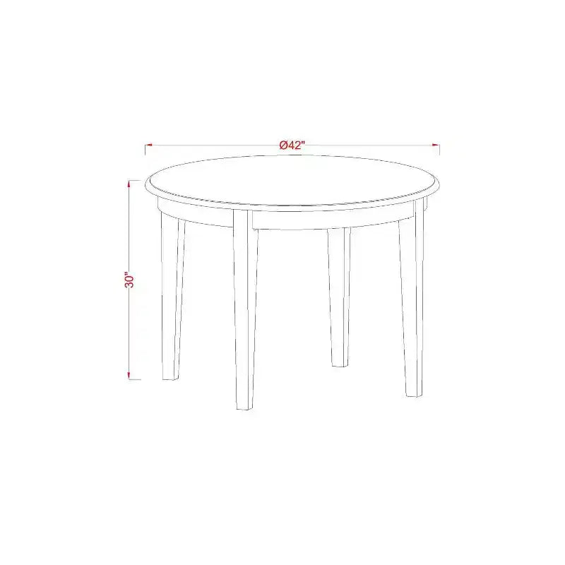 Ensemble de salle à manger 3 pièces avec chaises - Table ronde en bois et style Mid-Century - Fini blanc lin