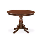 Table à manger 5 pièces avec plateau en bois massif finition acajou et 4 chaises avec