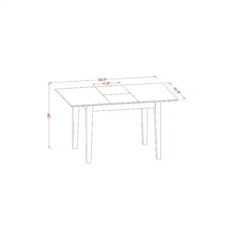 Ensemble de salle à manger 3 pièces avec table rectangulaire à plateau en bois massif finition noire