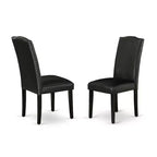 3-Piece Black and Cherry Finish Solid Wood Top - Dining Room Set with High Back - Seats-4