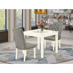Ensemble de salle à manger vintage 3 pièces - Table de cuisine et 2 chaises Parsons - Fini blanc lin