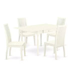 5-Piece Linen White Finish Solid Wood Top - Dining Room Set - Seats 4