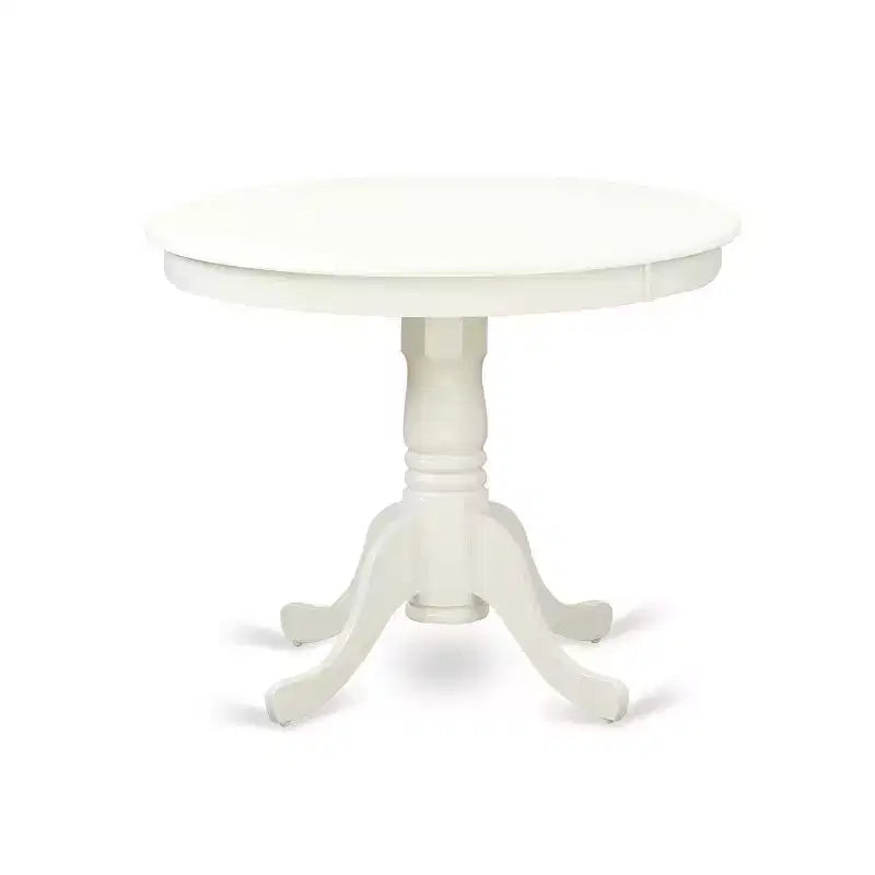 Ensemble dînette 3 pièces – Table de cuisine et 2 chaises de salle à manger – Finition blanc lin – Petite table ronde