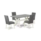 5-Piece Rectangle Natural Oak Finish Solid Wood Top Dining table with 4 Chairs with