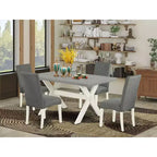 Table à manger 5 pièces rectangulaire avec plateau en bois massif finition chêne naturel et 4 chaises avec