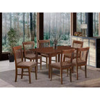 Ensemble de salle à manger antique - Table et chaises 7 pièces - Table rectangulaire en bois avec rallonge et chaises en lin