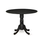 Ensemble de salle à manger rond 3 pièces en bois massif noir brossé – 4 places