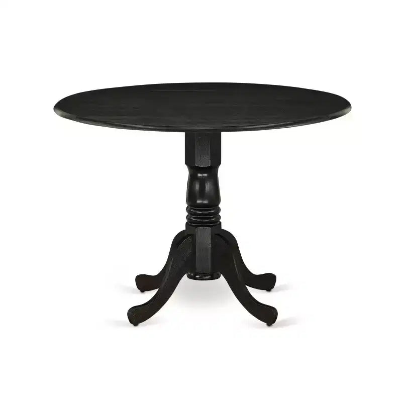 Ensemble de salle à manger rond 3 pièces en bois massif noir brossé – 4 places