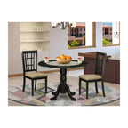 Ensemble de salle à manger rétro 3 pièces - Table ronde et 2 chaises en lin - Table de cuisine de 107 cm