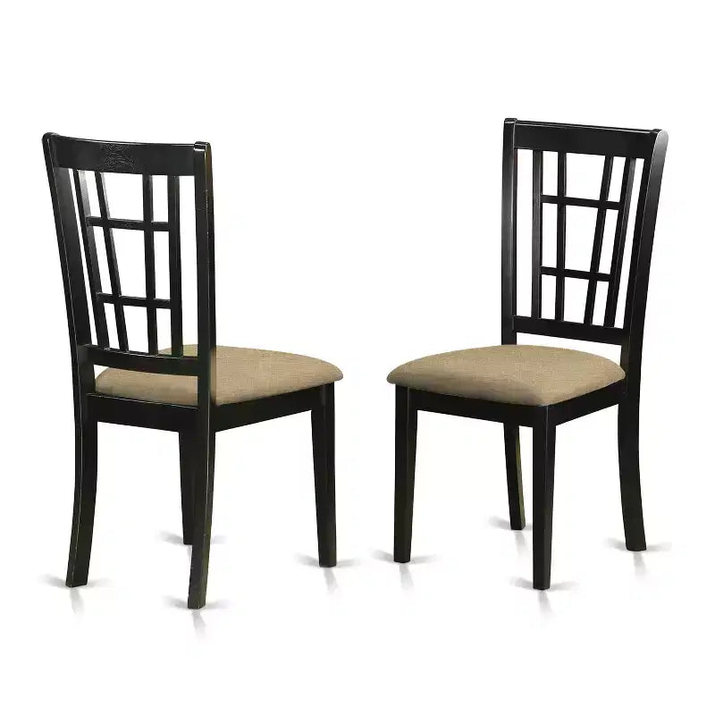 Ensemble de salle à manger rétro 3 pièces - Table ronde et 2 chaises en lin - Table de cuisine de 107 cm