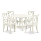 Round Dining Table Set 5pc 20-42 Inch Table w/ Drop Leaves & 4 Chairs