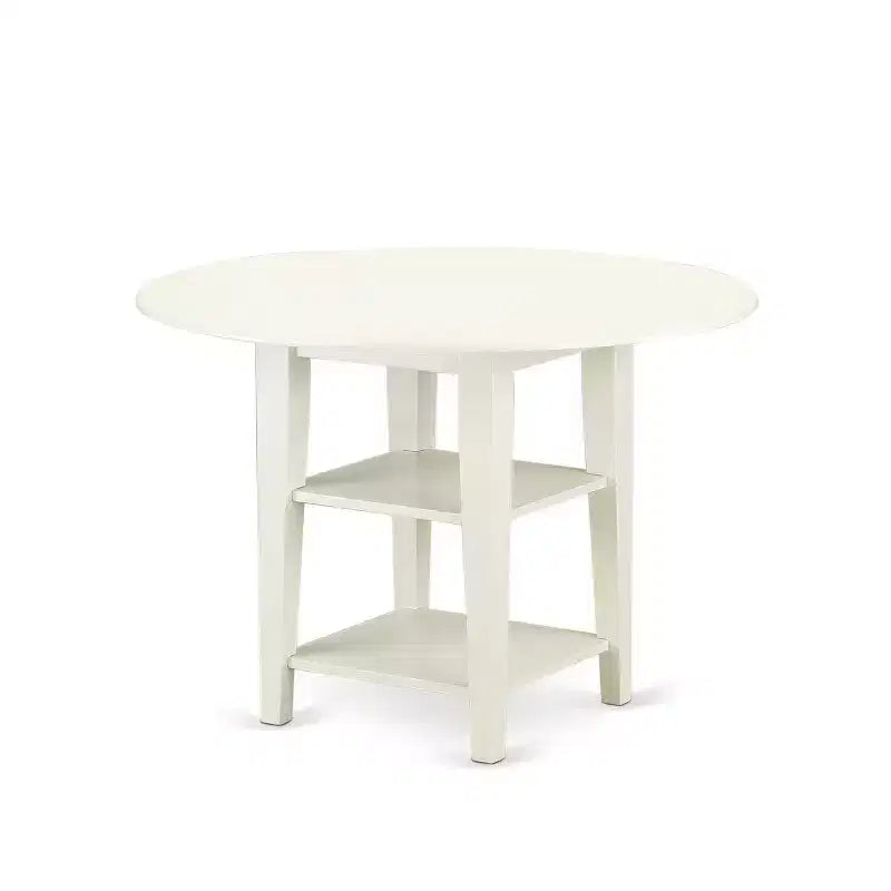 Ensemble de salle à manger rond 5 pièces - Table de 50 à 107 cm avec rallonges escamotables et 4 chaises