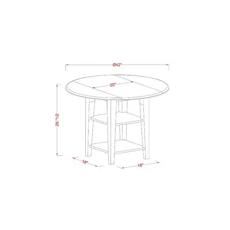 Ensemble de salle à manger rond 5 pièces - Table de 50 à 107 cm avec rallonges escamotables et 4 chaises
