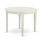 Ensemble table à manger ronde 3 pièces, style campagnard français, table et chaises, pieds blanc lin, cuir PU Pond