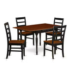 5-Piece Black and Cherry Finish Solid Wood Top - Rectangular Dining Room Set - Seats 4