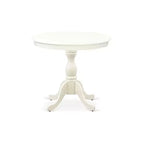 Ensemble de salle à manger 3 pièces en lin blanc avec dessus en bois massif – Boutons touffetés ronds – 4 places