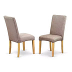 Ensemble repas carré 36" table et 2 chaises - Tissu Lin Kaki Foncé - HomeStock