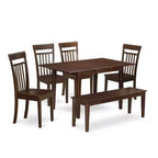 Small Space Dinette Set - 7 Piece Rectangular Table & 6 Chairs - Solid Wood Dining Set