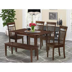 Ensemble de salle à manger pour petits espaces - Table rectangulaire et 6 chaises (7 pièces) - En bois massif