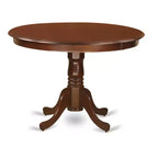Ensemble de salle à manger rond 5 pièces - Table de 42 pouces et 4 chaises - Tissu en lin - Finition café foncé