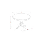 Ensemble de salle à manger rond 5 pièces - Table de 42 pouces et 4 chaises - Tissu en lin - Finition café foncé