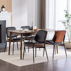 Lot de 2 chaises de salle à manger modernes du milieu du siècle en similicuir avec dossier incurvé, sans accoudoirs, pour salle à manger ou cuisine-Panipeachy