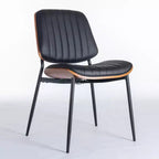 Lot de 2 chaises de salle à manger modernes du milieu du siècle en similicuir avec dossier incurvé, sans accoudoirs, pour salle à manger ou cuisine-Panipeachy