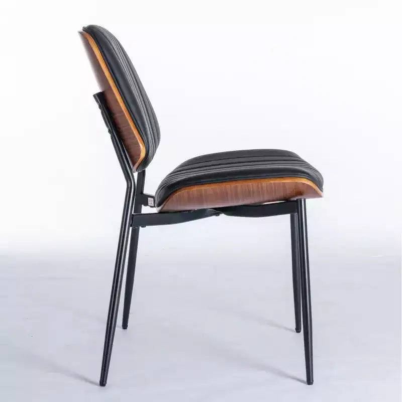 Lot de 2 chaises de salle à manger modernes du milieu du siècle en similicuir avec dossier incurvé, sans accoudoirs, pour salle à manger ou cuisine-Panipeachy