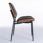 Lot de 2 chaises de salle à manger modernes du milieu du siècle en similicuir avec dossier incurvé, sans accoudoirs, pour salle à manger ou cuisine-Panipeachy