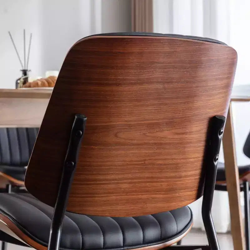 Lot de 2 chaises de salle à manger modernes du milieu du siècle en similicuir avec dossier incurvé, sans accoudoirs, pour salle à manger ou cuisine-Panipeachy