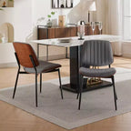 Lot de 2 chaises de salle à manger modernes du milieu du siècle en similicuir avec dossier incurvé, sans accoudoirs, pour salle à manger ou cuisine-Panipeachy