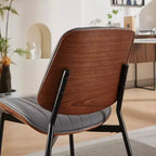 Lot de 2 chaises de salle à manger modernes du milieu du siècle en similicuir avec dossier incurvé, sans accoudoirs, pour salle à manger ou cuisine-Panipeachy