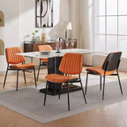 Lot de 2 chaises de salle à manger modernes du milieu du siècle en similicuir avec dossier incurvé, sans accoudoirs, pour salle à manger ou cuisine-Panipeachy