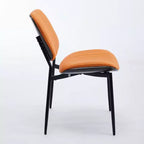Lot de 2 chaises de salle à manger modernes du milieu du siècle en similicuir avec dossier incurvé, sans accoudoirs, pour salle à manger ou cuisine-Panipeachy