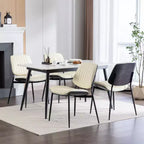 Lot de 2 chaises de salle à manger modernes du milieu du siècle en similicuir avec dossier incurvé, sans accoudoirs, pour salle à manger ou cuisine-Panipeachy