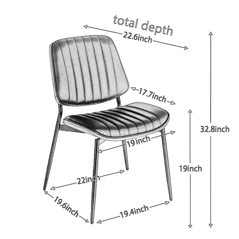 Lot de 2 chaises de salle à manger modernes du milieu du siècle en similicuir avec dossier incurvé, sans accoudoirs, pour salle à manger ou cuisine-Panipeachy