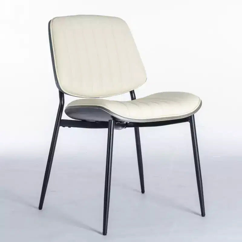 Lot de 2 chaises de salle à manger modernes du milieu du siècle en similicuir avec dossier incurvé, sans accoudoirs, pour salle à manger ou cuisine-Panipeachy