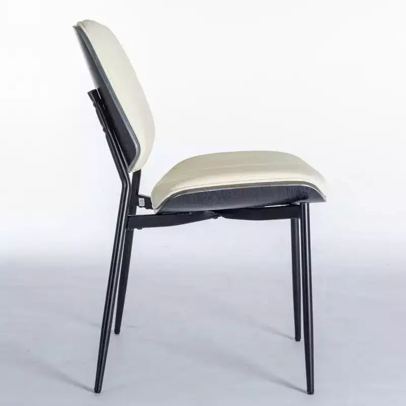 Lot de 2 chaises de salle à manger modernes du milieu du siècle en similicuir avec dossier incurvé, sans accoudoirs, pour salle à manger ou cuisine-Panipeachy