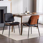 Lot de 2 chaises de salle à manger modernes du milieu du siècle en similicuir avec dossier incurvé, sans accoudoirs, pour salle à manger ou cuisine-Panipeachy