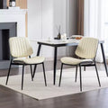 Set of 2 Mid-Century Modern Faux Leather Upholstered Dining Chairs with Curved Backrest, Armless Chairs for Dining Room or Kitchen-Panipeachy