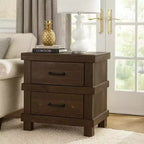 Royal Hampton Drawer Nightstand With Metal Handle, Antique Oak